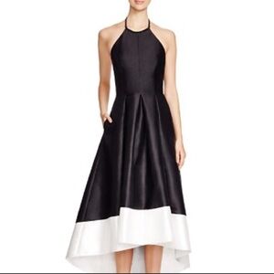 Carmen Marc Valvo satin halter high and low dress